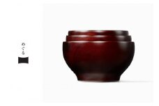 [めぐるの三つ組椀・日月 (木地溜)] ダイアログ・イン・ザ・ダーク × 会津漆器 視覚障害者の特別な感性を活かして作られた器 漆の植林に寄付｜伝統工芸 手仕事 木製漆器 国産漆 日本製 応量器 ギフト 贈り物 グッドデザイン賞 エル・グルメ水川発酵食道で紹介 [0788]
