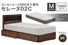 フランスベッド セレーヌ02C（引出付タイプ） マットレス セミダブル　ブラウン(BR）ミディアム F23R-906