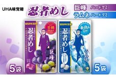UHA味覚糖 忍者めし2種セット（ラムネ＆巨峰）合計10パック入り グミ ぐみ お菓子 菓子 食品 F24R-137