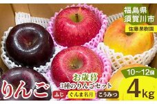 りんご ＜佐藤果樹園＞ 御歳暮 3種のりんごセット 4kg 10～12個 F7X-0217