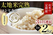 【先行予約】お米の定期便 特別栽培米 太地米完熟 【こしひかり】 玄米2kg×3か月連続 ブランド米 お米 人気 F7X-0368