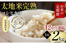 【先行予約】お米の定期便 特別栽培米 太地米完熟 【こしひかり】 玄米2kg×12か月連続 ブランド米 お米 人気 F7X-0371
