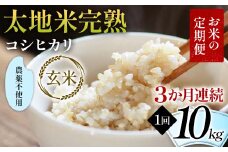【先行予約】お米の定期便 農薬不使用米 太地米完熟 【こしひかり】 玄米10kg×3か月連続 ブランド米 お米 人気 F7X-0424