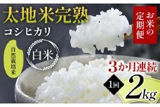 【先行予約】お米の定期便 自然栽培米 太地米完熟 【こしひかり】 白米2kg×3か月連続 ブランド米 お米 精米 白米 人気 F7X-0428