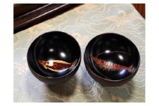 蒔絵付酒盃　２個組(ひらめ・海老のセット)　【07208-0149-1】