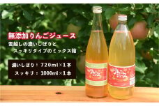 無添加りんごジュース雪越しの濃いしぼり720ml　スッキリタイプ1000ml　各１本　計２本　ミックス箱　セット　ギフト　人気　お土産　飲み比べ　グルメ【07208-0199】