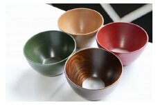 カラフル木製サラダボウル　4点セット　【07208-0142】