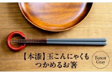 本漆　玉こんにゃくもつかめるお箸　＜カラー:Forest Gray＞　【07208-0538】