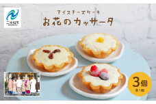 チーズケーキ専門店のアイスチーズケーキ『お花のカッサータ』3個入（3種×各1個）洋菓子 スイーツ アイス アイスケーキ ケーキ カッサータ デザート 冷凍 おすすめ お中元 お歳暮 ギフト 送料無料 二本松市 ふくしま 福島県 送料無料 【チーズケーキ工房風花】