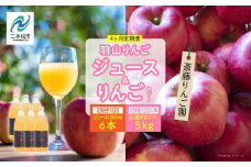 【4ヶ月定期便】品種おまかせ！羽山のりんごジュース6本と羽山りんご5kg×3回 りんご リンゴ りんごジュース リンゴジュース 果物 フルーツ 羽山りんご 5kg 早生 人気 くだもの 定期便 おすすめ お中元 お歳暮 ギフト 二本松市 ふくしま 福島県 送料無料【斎藤りんご園】