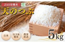 【先行予約】JAS有機米 天のつぶ 白米 5kg 令和7年産 |  精米 JAS 有機米 米 コメ ブランド米 低温貯蔵庫 福島県産 根本有機農園【53870-002-02】