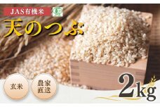 【先行予約】 JAS有機米 天のつぶ 玄米 2kg 令和7年産 新米 | JAS 有機米 お米 米 コメ ブランド米 低温貯蔵庫 福島県産 根本有機農園