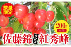 ＜先行予約＞《福島県》伊達市産 さくらんぼ 佐藤錦 または紅秀峰 （200g×４パック） F20C-123