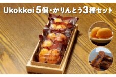 [菓匠きねや・ぬか茂菓子店]Ukokkei5個・かりんとう3種セット　【07214-0405】