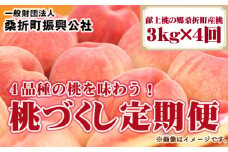 No.221 桃づくし定期便【献上桃の郷桑折町産桃3kg×4回】4品種の桃を味わう！ ／ もも モモ 果肉 甘み 旬 福島県 特産品