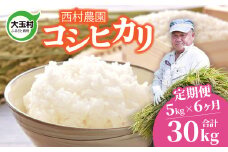 米 定期便 コシヒカリ 30kg ( 5kg × 6ヶ月 ) 《 令和6年 》 福島県 大玉村 西村農園  ｜ こしひかり 精米 定期 6回 コメ ｜ nm-kh05-t6-R6