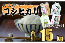 米 定期便 コシヒカリ 5kg × 3ヶ月 (計 15kg )  福島県 大玉村 ｜ 定期 3回 精米 白米 コメ 安達太良 こしひかり ｜