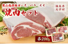 麓山高原豚ロース・バラ・モモ焼肉セット 各200g 肉 豚肉 東北 福島県 麓山 高原 F21T-322