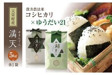 <先行予約>「満天」食べ比べセット各5kg（ゆうだい21・漢方農法米 コシヒカリ） 白米 精米 米 コメ 天栄米 天栄村 F21T-265