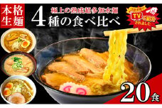 只見生らーめん 20食 【4種の食べ比べスープ付】 ラーメン 本格 生麺 太麺 熟成多加水麺 ご当地ラーメン [№5633-0277]