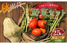 《先行予約》＜秋出荷＞こだわり有機農家の野菜セット 2.5kg(8～10種類)  自然栽培 オーガニック 有機栽培 無農薬 野菜 セット 詰合せ 化学肥料不使用 動物性肥料不使用 先行予約 予約 食品 F4D-0131
