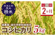  ＜定期便2ヶ月＞【ホタルの里米】環境に配慮し農薬を減らした栽培米 コシヒカリ精米5kg F4D-1432