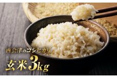 令和7年産米 西会津産米「コシヒカリ」玄米 3kg 米 お米 おこめ ご飯 ごはん 福島県 西会津町 F4D-1512