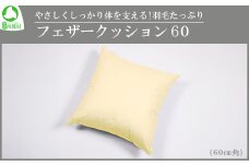 やさしくしっかり体を支える！羽毛たっぷり　フェザークッション60（60cm角）　【07461-0085】