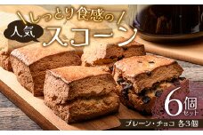 しっとり食感の人気スコーン6個セット（プレーン・チョコ各３個） スイーツ デザート 福島県 矢吹町 F6U-044