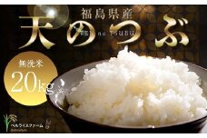 〈先行予約〉令和7年産 農家直送 ベルライスファームの天のつぶ 無洗米20kg F6U-130