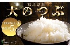 【お米の定期便 2026年6月より毎月3か月配送】農家直送 天のつぶ 無洗米 5kg 全3回 F6U-190