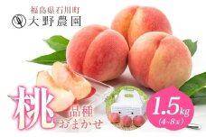 桃 1.5kg 品種お任せ 4～8玉 ｜もも 旬 ランダム 果物 フルーツ 完熟 ピーチ 産地直送 新鮮 大野農園 福島県 石川町【19001】