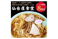 仙台屋食堂ラーメン食事券8食分【1638536】