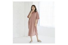 マタニティから使えるモーハウスの授乳服　シンプルワンピース(アプリコット)【1590251】