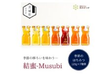 茨城県産 国産 天然生はちみつ 田舎はちみつ 120g×7種類セット 結蜜-Musubi R7【1605549】