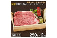 お中元 肉 常陸牛A5 サーロインステーキ 250g×2枚＜木箱入り・特製タレ/マスタード付き＞ お祝い 内祝い 結婚 出産 ギフト 化粧箱 プレゼント 誕生日 食べ物【肉のイイジマ】（DU-13）