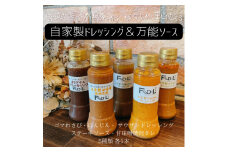 自家製ドレッシング＆万能ソース5点詰め合わせ【自家製 ドレッシング ソース 野菜 サラダ 胡麻 わさび サウザンドレッシング ステーキソース 焼肉たれ 水戸市 茨城県】(DE-2）