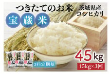【3ヶ月定期便】【令和6年産】茨城県産コシヒカリ 宝蔵米 15kg×3回【お米 米 菊池 こしひかり つきたてのお米 食味ランキング特A評価 茨城県 水戸市】（CZ-806）