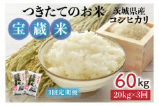 【3ヶ月定期便】【令和6年産】茨城県産コシヒカリ 宝蔵米 20kg×3回【お米 米 菊池 こしひかり つきたてのお米 食味ランキング特A評価 茨城県 水戸市】（CZ-809）