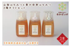 【数量限定】山桜はちみつと春の田舎はちみつの3種ギフトセット　各280g（Ｂ3山桜）【茨城県共通返礼品／五霞町】 生ハチミツ 非加熱 茨城県産(HO-2)