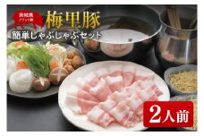 【日時指定必須】梅里豚（ばいりとん）簡単しゃぶしゃぶセット 二人前【しゃぶしゃぶ 鍋 ブランド豚 豚バラ ゴマダレ ポン酢 昆布 利尻昆布 野菜盛 野菜 中華麺付き 水戸市 茨城県 冷蔵便】（JE-8）
