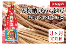 【3ヶ月定期便】【天狗納豆】わら納豆3本入り 3把×3回【納豆 なっとう 老舗 極小粒 大豆 朝食 ご飯 水戸市 水戸 茨城県 30000円以内 3万円以内】 (DQ-7)