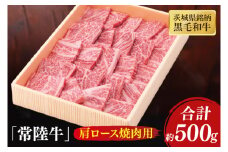 茨城県銘柄黒毛和牛常陸牛肩ロース焼肉用約500g【牛肉 和牛 ブランド牛 常陸牛 パーティ BBQ バーベキュー 水戸市 茨城県】(JB-8)