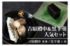 水戸の銘菓 吉原殿中（８本入）と黒羊羹（１本）人気セット【和菓子 きな粉 ギフト 生菓子 和菓子 おやつ スイーツ 和スイーツ 銘菓 水戸市 水戸 茨城県 10000円以内 1万円以内】（JU-2）