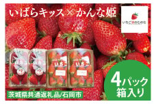 【数量限定】【離島配送不可】いばらキッス×かんな姫 4パック/箱【茨城県共通返礼品/石岡市】【いちご イチゴ 苺 果物 くだもの  フルーツ 茨城県オリジナル品種 茨城県】（LX-6）