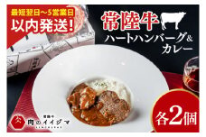  お中元 常陸牛ハートハンバーグ100g×2個 常陸牛カレー2個 詰め合わせセット レトルトカレー 化粧箱 12000円 【肉のイイジマ】茨城県 水戸市（DU-130）