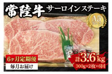 【6か月定期便】【常陸牛 A5ランク】サーロインステーキ　600ｇ（300ｇ×２枚） 冷凍 国産牛 和牛 牛肉 茨城県 水戸市  国産 老舗精肉店（EK-2_2）
