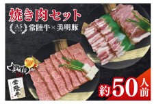 常陸牛A5ランク・美明豚焼肉セット　合計約50人前！｜焼肉 BBQ カルビ ロース バラ 国産牛 和牛 牛肉 豚肉 茨城県 水戸市  国産 老舗精肉店（EK-87）