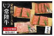 【4か月定期便】A5ランク常陸牛　食べ比べ　定期便コースB｜すき焼き しゃぶしゃぶ 焼肉 BBQ ステーキ 国産牛 和牛 牛肉 茨城県 水戸市  国産 老舗精肉店（EK-79）