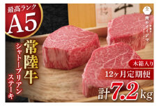【12か月定期便】【超希少部位】 常陸牛A5シャトーブリアン ステーキ 200g × 3枚 木箱入り・特製タレ／マスタード付き お中元 肉 内祝い お祝い 結婚 出産 プレゼント 誕生日【肉のイイジマ】（DU-142）